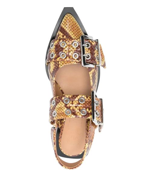 GANNI animal-print ballet flats - Neutrals