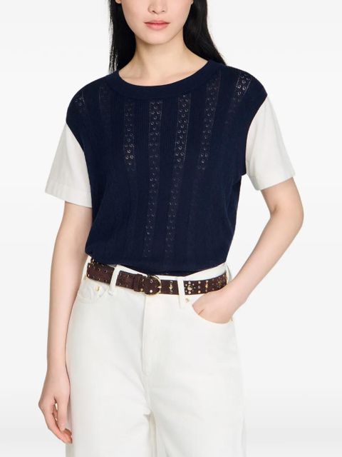 SANDRO layered-effect T-shirt - Blue