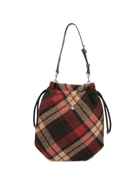 Vivienne Westwood tartan-pattern drawstring clutch bag - Red - zdjęcie produktu nr 1