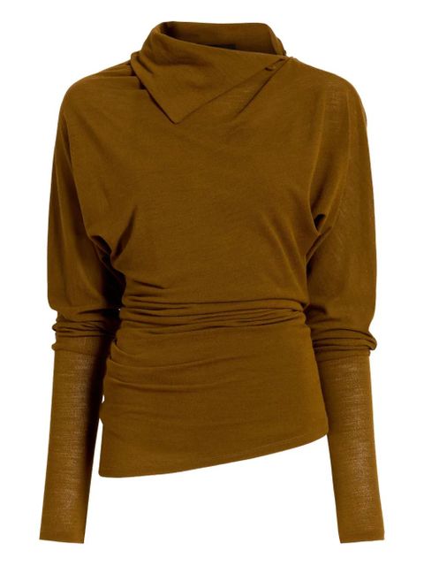 Proenza Schouler drapped-neck pleated top - Brown - zdjęcie produktu nr 1