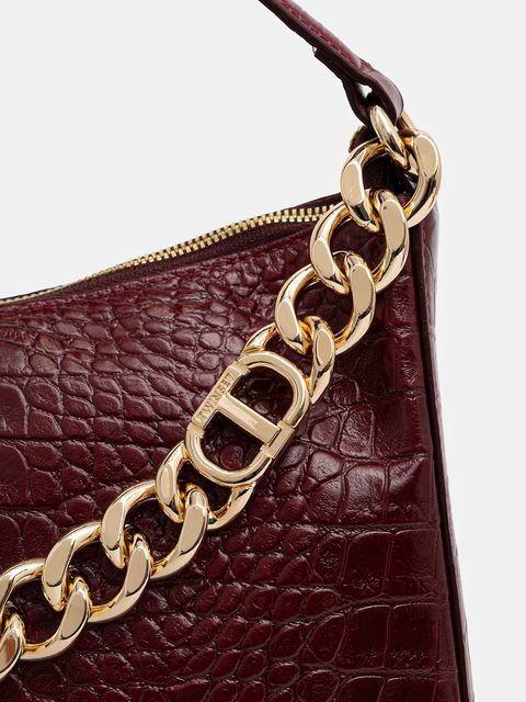 Twinset torebka skórzana kolor bordowy 252TD8252