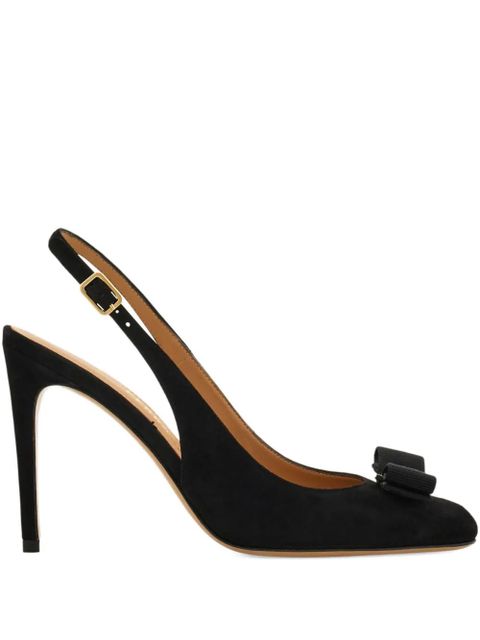 Ferragamo 90mm Vara bow-detail slingback pumps - Black - zdjęcie produktu nr 1