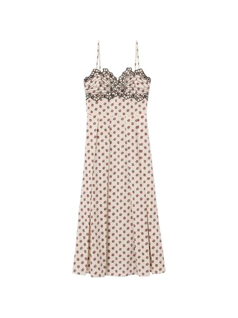 Claudie Pierlot floral-print embroidered midi dress - Neutrals - zdjęcie produktu nr 1
