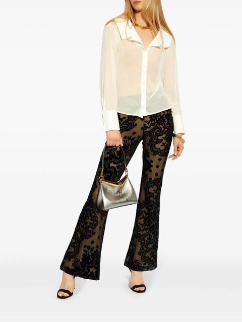 ETRO embroidered floral flare trousers - Black