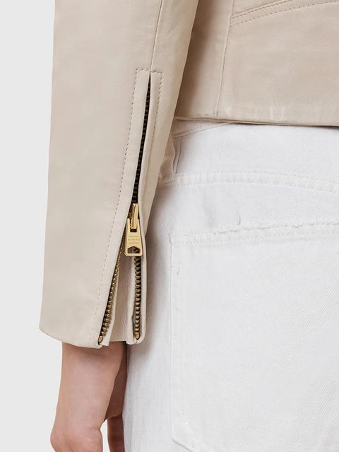 AllSaints ramoneska skórzana DALBY kolor beżowy przejściowa W087LB