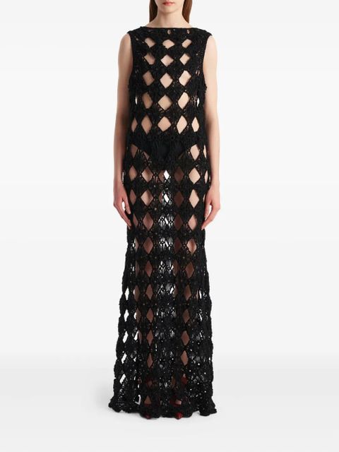 KHAITE floral-detail openwork maxi dress - Black - zdjęcie produktu nr 2