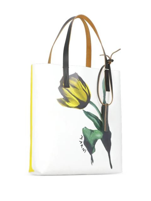 Marni tulip-print tote bag - White