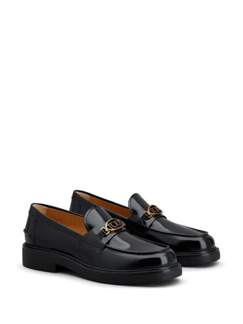 Tod's logo-plaque leather loafers - Black