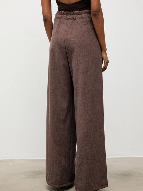 Answear.LAB spodnie damskie kolor brązowy proste high waist