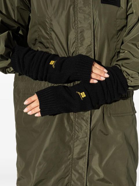 GANNI embroidered fingerless gloves - Black