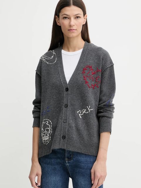 ZADIG&VOLTAIRE kardigan kaszmirowy damski kolor szary KWCA01630 - zdjęcie produktu nr 1