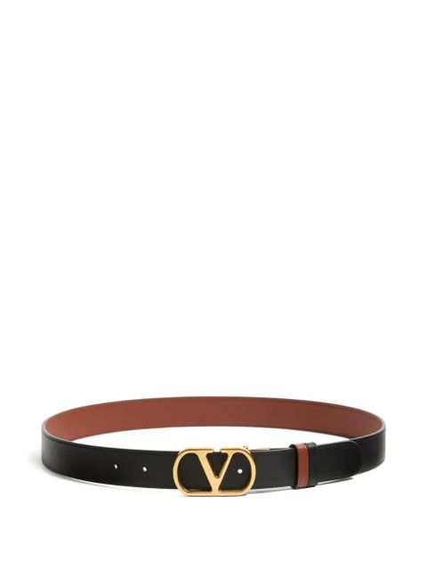 Valentino Garavani VLogo Signature reversible shiny calfskin belt - 30mm / 1.2 in. - Brown