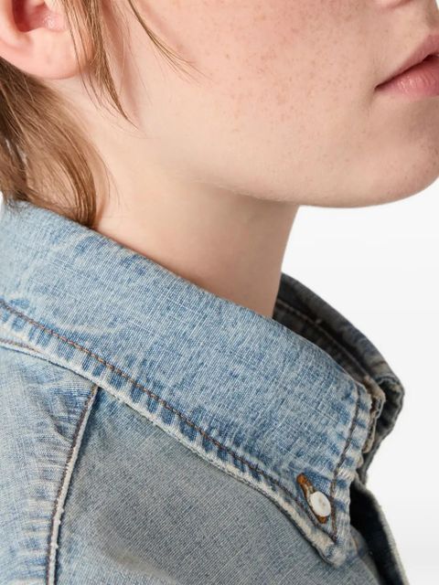 Miu Miu logo-embroidered shirt - Blue