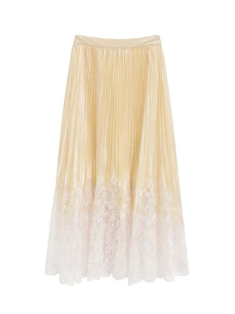 Self-Portrait lace pleated midi skirt - Neutrals - zdjęcie produktu nr 2