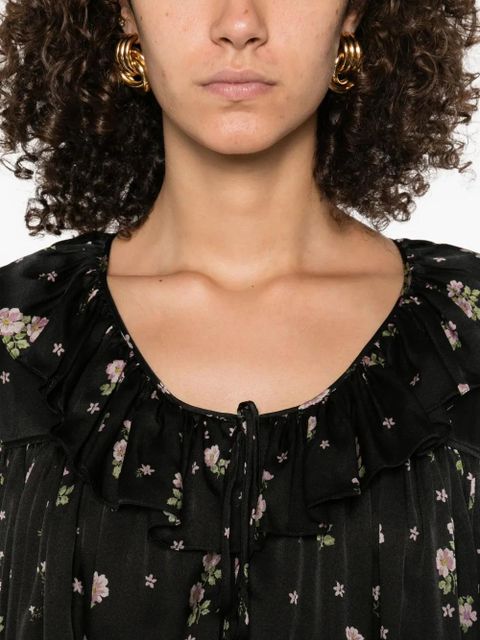 Chloé floral ruffled mini dress - Black