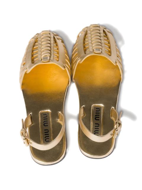 Miu Miu laminated nappa-leather fisherman sandals - Gold