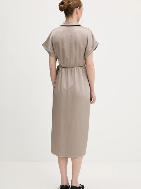 Answear.LAB sukienka kolor beżowy midi prosta