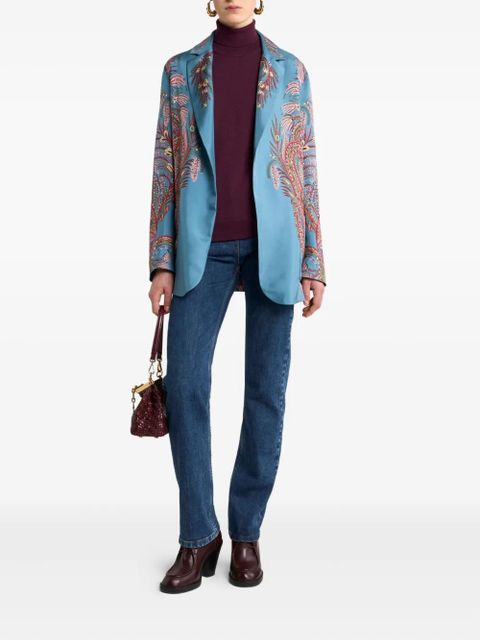 ETRO paisley-print silk jacket - Blue