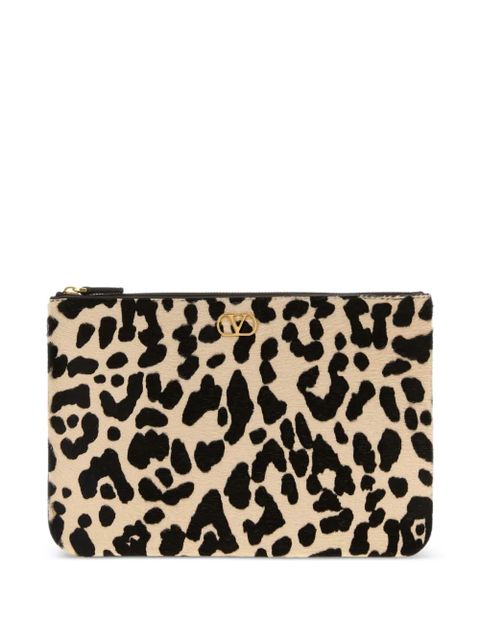 Valentino Garavani VLogo leopard-print clutch bag - Neutrals - zdjęcie produktu nr 1
