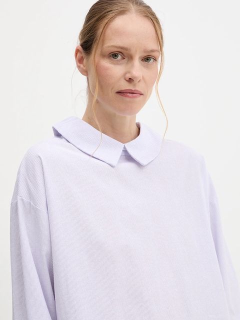 Answear.LAB koszula lniana damska kolor fioletowy relaxed z kołnierzykiem klasycznym