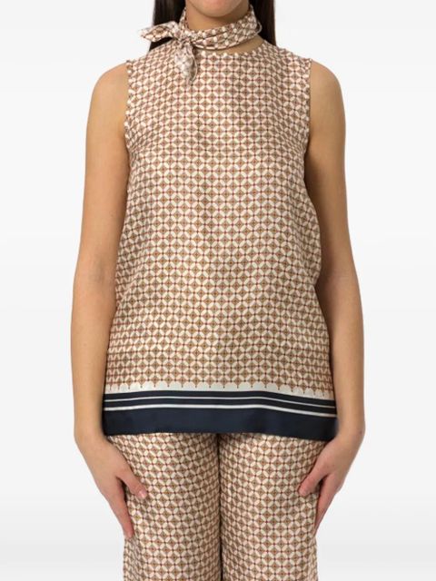 Max Mara geometric-print silk top - Neutrals - zdjęcie produktu nr 1