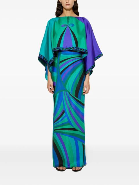 PUCCI Iride-print cape dress - Green