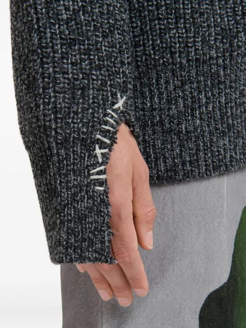 Marni V-neck logo-embroidered cardigan - Grey