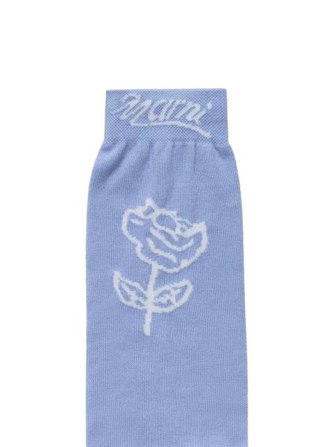 Marni floral-embroidered socks - Blue