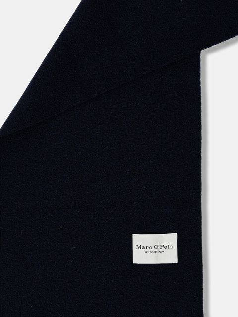 Marc O'Polo szalik wełniany kolor granatowy gładki 508805102065 - zdjęcie produktu nr 2