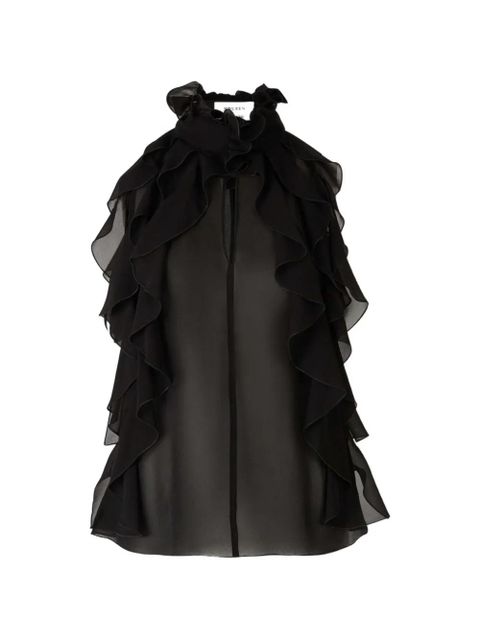 Alexander McQueen ruffled silk top - Black - zdjęcie produktu nr 1