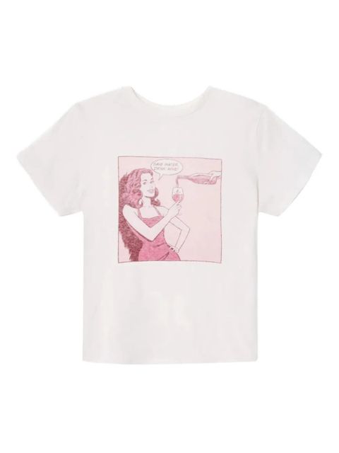 RE/DONE Classic "Drink Wine" T-shirt - White - zdjęcie produktu nr 1