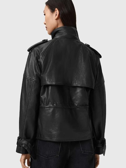 AllSaints kurtka skórzana kolor czarny przejściowa W051LD - zdjęcie produktu nr 2