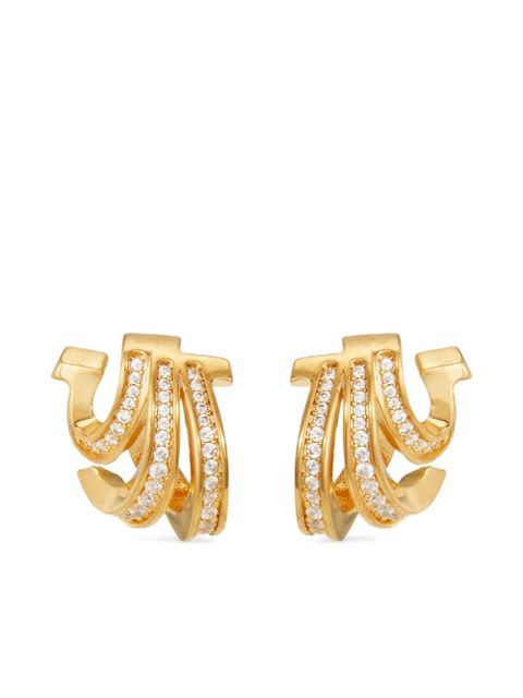 Ferragamo Triple-Gancini crystal-hoop earrings - Gold - zdjęcie produktu nr 1