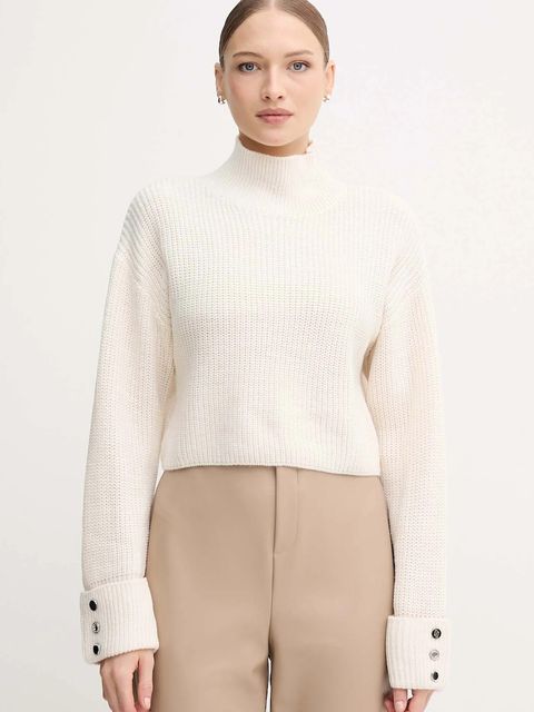 Gaudi sweter damski kolor beżowy ciepły z golfem 521BD53033 - zdjęcie produktu nr 1