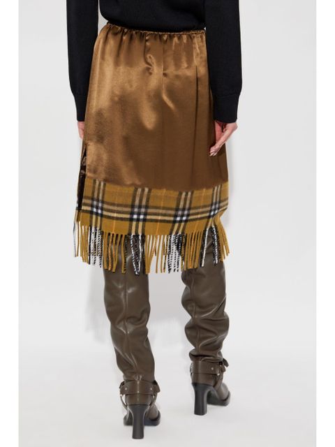 Burberry satin check scarf skirt - Brown