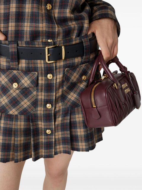Miu Miu pleated tartan miniskirt - Brown