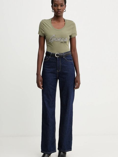 Guess t-shirt damski kolor zielony W5YI16 J1314