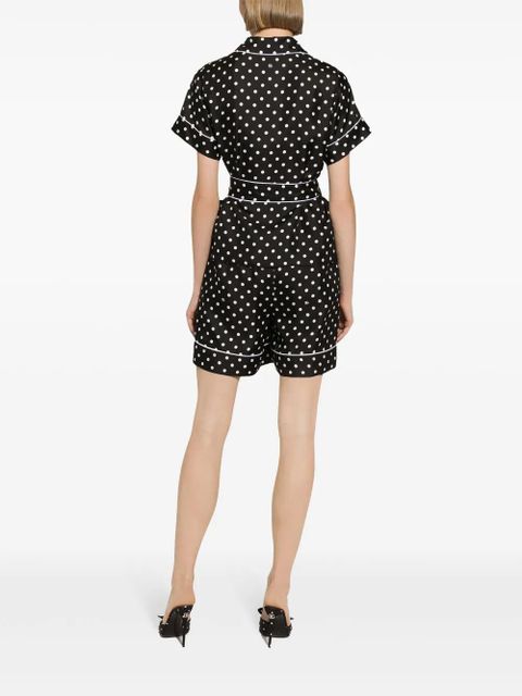 Dolce & Gabbana polka-dot silk twill shorts - Black