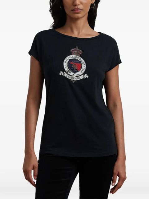 Lauren Ralph Lauren crest-patch cap-sleeve T-shirt - Black