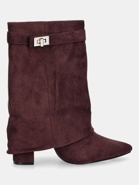 Answear.LAB botki kolor bordowy na słupku lekko ocieplone