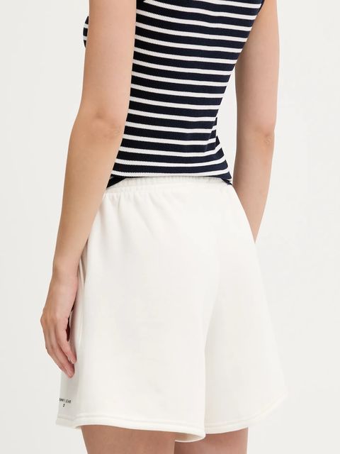 Tommy Jeans szorty damskie kolor beżowy gładkie high waist DW0DW21152