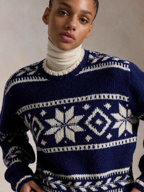 Polo Ralph Lauren sweter wełniany damski kolor granatowy ciepły 211947933