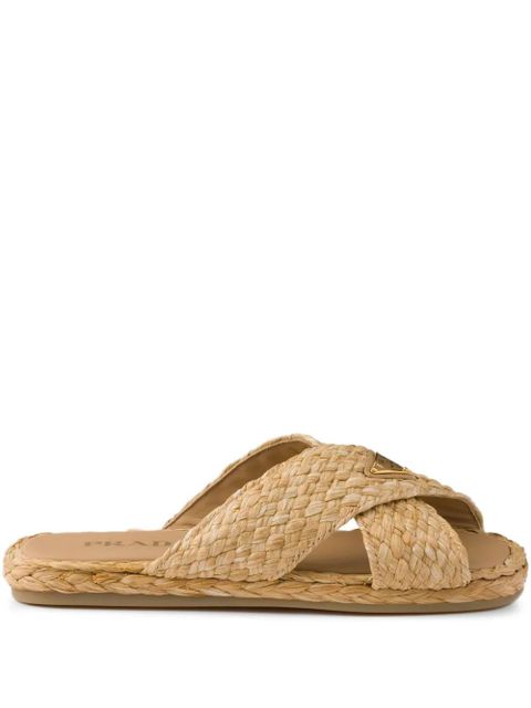 Prada raffia slides - Neutrals - zdjęcie produktu nr 1