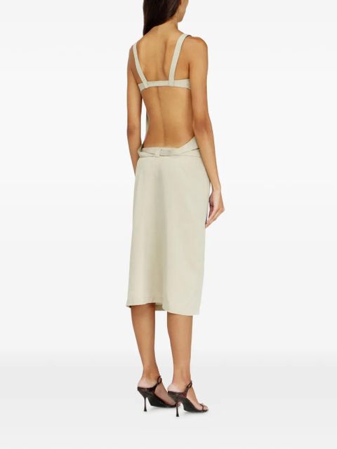 Diesel D-Sana square-neck tie-strap midi dress - Neutrals