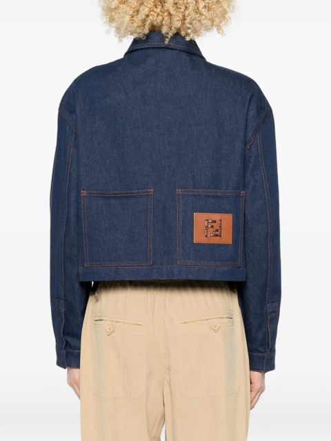 FENDI logo-embroidered denim jacket - Blue