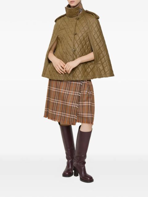 Burberry quilted shearling-collar cape - Brown