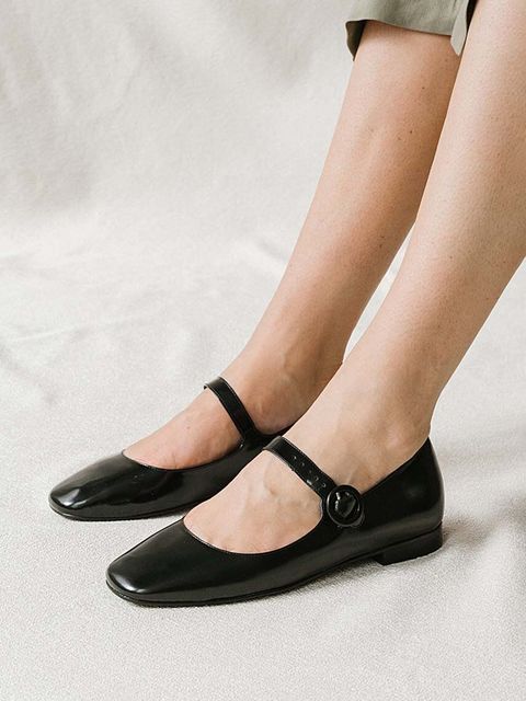 Jonak baleriny skórzane DAURINE CUIR GLACE kolor czarny 3300192