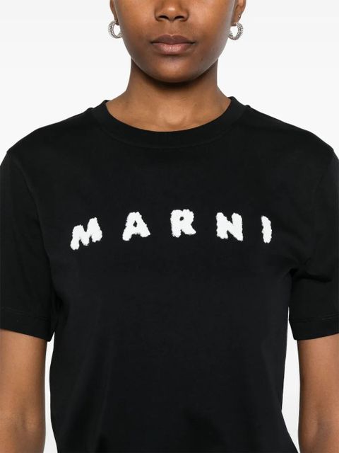 Marni fluffy logo T-shirt - Black