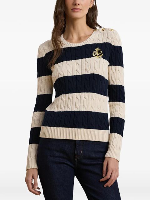 Lauren Ralph Lauren cable-knit striped sweater - Blue - zdjęcie produktu nr 2