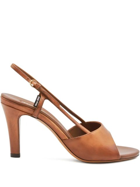 Miu Miu 85mm sling-back leather sandals - Brown - zdjęcie produktu nr 1